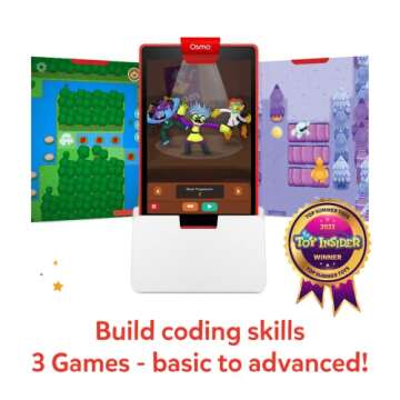 Osmo-Coding Starter Kit for Fire Tablet-3 Educational Learning Games Ages 5-10+-Learn to Code,Coding Basics & Coding Puzzles-STEM Toy Gifts,Boy & Girl(Osmo Fire Tablet Base Included-Amazon Exclusive)