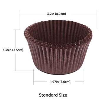 Bake Choice 200pcs Standard Brown cupcake liners for baking,food-grade cupcake wrappers, grease-proof parchment muffin liners for Christmas decorations