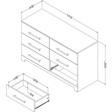 South Shore Primo 6-Drawer Double Dresser, Rustic Oak