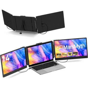 S2 14'' Triple Monitor for Laptop Screen Extender, Dual Monitor 1080P HD, Plug & Play, Laptop Monitor Extender for 13-17'' Laptops, Compatible with All Laptops