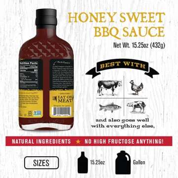 Rufus Teague - Honey Sweet BBQ Sauce - Premium Barbecue Sauce - 15.25 oz. Bottle