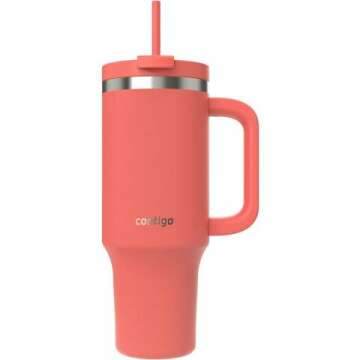 Contigo Streeterville 40oz Tumbler, Stainless Steel Vacuum Insulated, Leak-Proof, Cold for 29 Hours, Coral