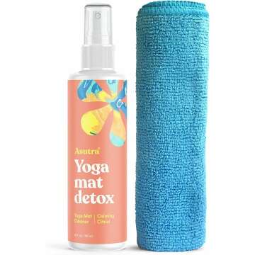 ASUTRA Organic Yoga Mat Cleaner (Calming Citrus Aroma), 4 fl oz | Safe for All Mats & No Slippery Residue | Cleans, Restores, Refreshes | Comes w/Microfiber Cleaning Towel | Deep-Cleansing Natural Cleaner for Fitness Gear & Gym Equipment