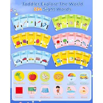 KOKODI Toddler Toys for Boys 2 3 4 5 Year Old Gifts, Speech Therapy Toys, Talking Flash Card 224 Sight Words, Montessori Learning Educational Sensory Toys for Autistic Children Toddler Age 2-5