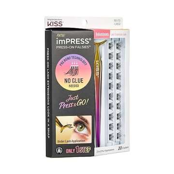 KISS imPRESS Falsies False Eyelashes, Lash Clusters, 'Voluminous', 14 mm, Includes 20 Clusters, 1 applicator, Contact Lens Friendly, Easy to Apply, Reusable Strip Lashes