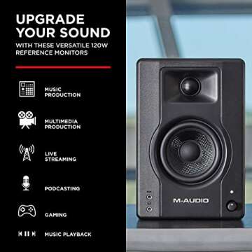 M-Audio BX3 3.5" Studio Monitors, HD PC Speakers for Recording and Multimedia with Music Production Software, 120W, Pair, Black