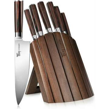 7 Piece Knife Set with Foldable Block & Butcher Knife