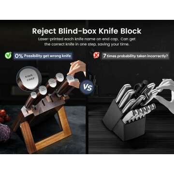 7 Piece Knife Set with Foldable Block & Butcher Knife