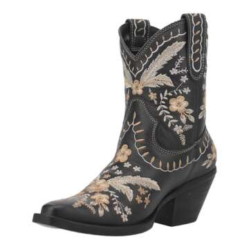 Dingo Women's Floral Snip Toe Ankle Boots - Size 7