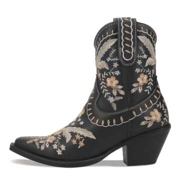 Dingo Women's Floral Snip Toe Ankle Boots - Size 7