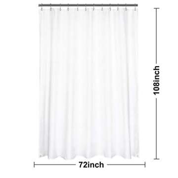 N&Y HOME Extra Long Shower Curtain or Liner 72" W x 108" H - Hotel Quality, Washable Fabric, White Bathroom Curtains with Grommets, 72x108