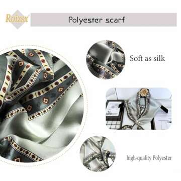 Roizsx Fashion Satin Scarf For Hair Head Neck Scarves for Women Lightweight Handbag Accessories