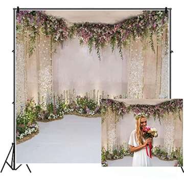 AOFOTO 10x10ft Wedding Backdrop Romance Archway Bridal Shower Flowers Wall Curtain Cradle Ceremony Banner Background for Photography Vinyl Anniversary Birthday Party Decoration Photoshoot Studio Props