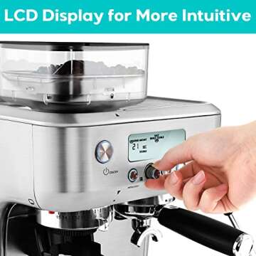 CASABREWS Espresso Machine with Grinder, Barista Espresso Maker with Milk Frother Steam Wand, Professional Cappuccino Latte Machine with LCD Display, Gifts for Dad, Mom and Coffee Enthusiast