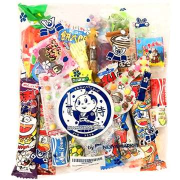 Samurai Kid Dagashi Set, Japanese Snack Assortment 36pc with Samurai Kid sticker