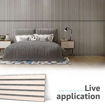 Art3d 2 Wood Slat Acoustic Panels for Wall and Ceiling - 3D Fluted Sound Absorbing Panel with Wood Finish - White Elm