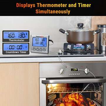 ThermoPro TP17 Dual Probe Digital Cooking Meat Thermometer Large LCD Backlight Food Grill Thermometer with Timer Mode for Smoker Kitchen Oven BBQ, Silver