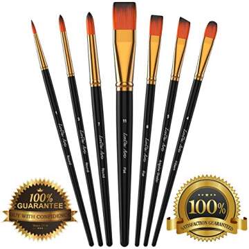 LorDac Arts Paint Brush Set, 7 Artist Brushes for Painting with Acrylic, Gouache, Oil and Watercolor. Professional Art Quality on Canvas, Wood, Face and Models. includes Carrying Case Travel Kit