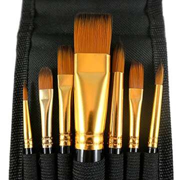 LorDac Arts Paint Brush Set, 7 Artist Brushes for Painting with Acrylic, Gouache, Oil and Watercolor. Professional Art Quality on Canvas, Wood, Face and Models. includes Carrying Case Travel Kit