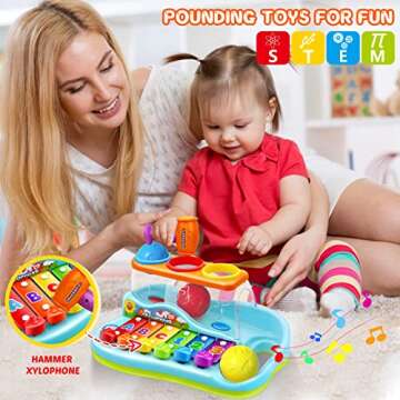 NVHH Baby Toys 12-18 Months Hammer Pounding Xylophone Kids Gifts for 1 2 3+ Year Old Boys Girls, Early Educational with Music Balls, Christmas Birthday Toys for 6 to 12 Months