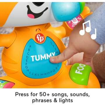 Fisher-Price Baby Learning Toy Link Squad Bop & Groove Tiger with Music & Lights for Ages 9+ Months, Compatible Only with Link Squad Items