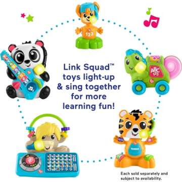 Fisher-Price Baby Learning Toy Link Squad Bop & Groove Tiger with Music & Lights for Ages 9+ Months, Compatible Only with Link Squad Items