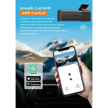 Dash Cam WiFi 2.5K 1440P Front Dash Camera for Cars, E-YEEGER Car Camera Mini Dashcams with App, Night Vision, 24H Parking Mode, G-Sensor, Loop Recording