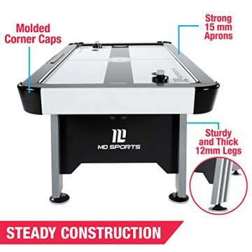 MD Sports 7' Arcade Air Powered Hockey Table With Pusher and Puck Set