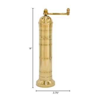 Alexander Home The Original Greek Salt Mill 9 Inch Tall | European Salt Mill Grinder with Crank Handle | Manual Salt Grinder | Salt Refillable - Brass