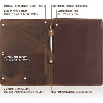 Professional Leather Portfolio Organizer for Men & Women