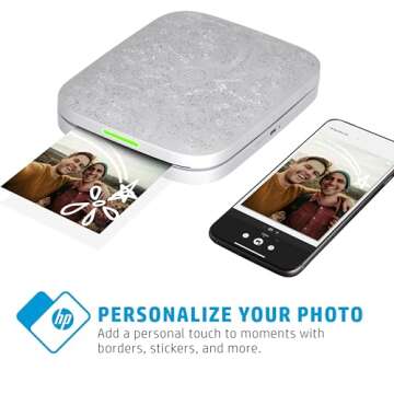 HP Sprocket 3x4" Instant Smartphone Photo Printer - Portable Color Wireless Mobile Printer - Zink Sticky-Back Photos - Print from Compatible iOS & Android Devices with Bluetooth w/the Creative App