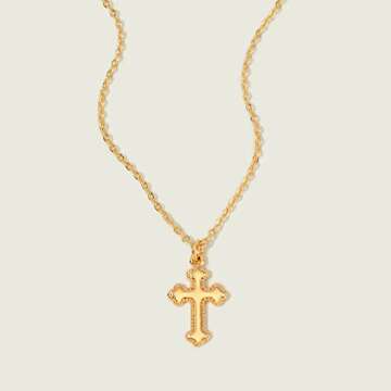 MEVECCO Gold Dainty Cross Necklace for Women,14K Gold Plated Cute Tiny Boho Religious Crucifix/Faith Pendant Necklace for Her Jewelry Gifts