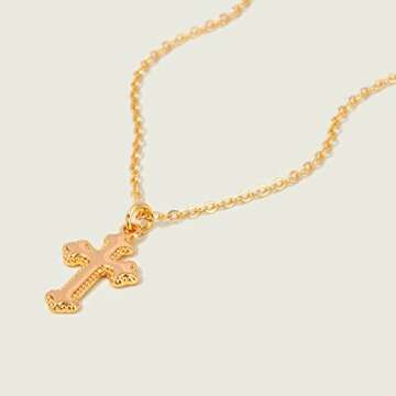 MEVECCO Gold Dainty Cross Necklace for Women,14K Gold Plated Cute Tiny Boho Religious Crucifix/Faith Pendant Necklace for Her Jewelry Gifts