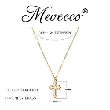 MEVECCO Gold Dainty Cross Necklace for Women,14K Gold Plated Cute Tiny Boho Religious Crucifix/Faith Pendant Necklace for Her Jewelry Gifts