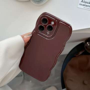 FABSPARK Phone Case for iPhone 15 Pro Max Case,Simple Wave Design Wavy Frame Soft Silicone Aesthetic Phone Case for iPhone 15 Pro Max Phone Case,Wine Red