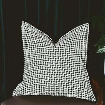 YJLLOVE Throw Pillow Covers, Cushion Cover Decorative Pillow Case Luxury Modern Simple White Black Houndstooth Art Coussin Bedding Sofa Cushion Cove Home Decor Decorations for Sofa Couch Bed Chair