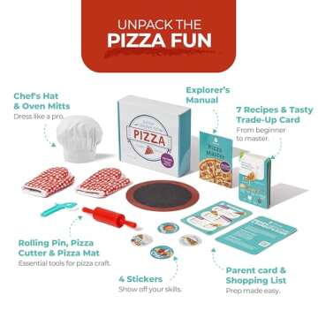 Tovla Jr. Ultimate Real Pizza Cooking Kit for Kids – Fun DIY Baking Set, STEM Activity for Ages 4+, Visual Learning Pizza Tools, Great Gift for Young Chefs