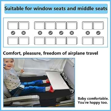 Toddler Airplane Bed Toddler Airplane Seat Extende Airplane Seat Extender for Kids Toddler Airplane Seat Extende Airplane Kids Bed for Works to Enhance The Travel Comfort Experience (Black)