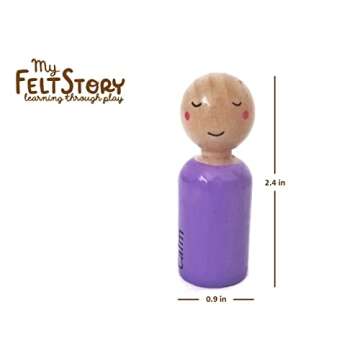 My Felt Story Set of 6 - Rainbow Wooden Peg Dolls with Emotions | Sensory Autism Toys for Toddlers | Early Education Toys, Social Emotional Therapeutic Learning Activities for Calmness