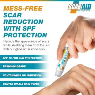 ScarAid SPF-15 Silicone Scar Gel Stick 4.25g – Mess-Free Scar Treatment with Sun Protection - Helps Improve the Look of Old & New Surgery, Injury & Acne Scars – Non-Toxic & Gentle on All Skin Types