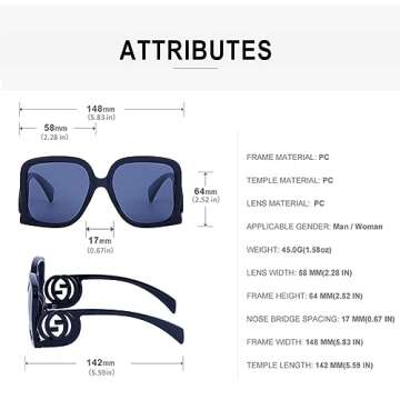 BCUYCF Personalized Large Frames Sunglasses, Fashion Accessories, Photo, Driving, Travel, Vacation, Sports, UV Protection, (M1)