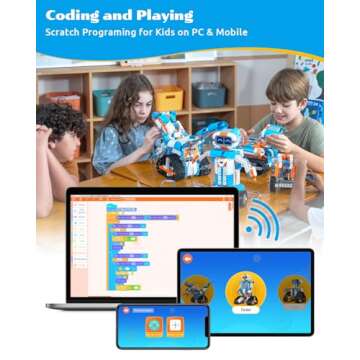 WhalesBot E7 Pro 12-in-1 STEM Coding Robot Kit for Kids 8-12, 637-Piece Building Set with Scratch Programming, Interactive Books & 3D APP Guidance – Ideal Educational Toy for Boys & Girls