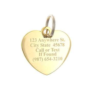 Custom Engraved Personalized Gold-Plated Medium Heart Rhinestones Pet Jewelry Cat Dog ID Tag for Casual Use