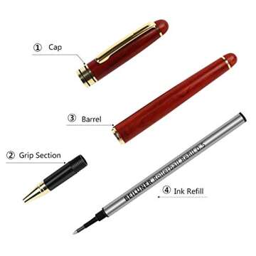 BEILUNER Luxury Rosewood Ballpoint Pen Gift Set