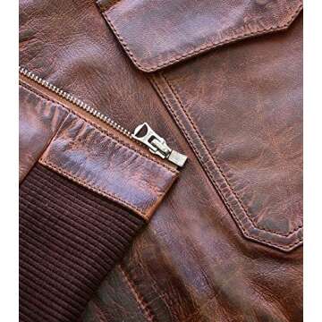 FIVESTAR LEATHER Men's Air Force A-2 Leather Flight Bomber Jacket - Brown (M)