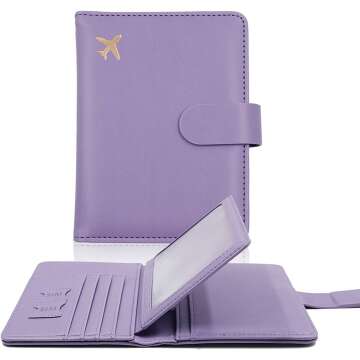 Cnycmy Passport Holder and Vaccine Card Holder,Passport-Wallet-Holder for Women, Rfid Passport Holder with Vaccine Card Slot Waterproof, PU Leather Travel Passport Case for Women/Men (Lavender)