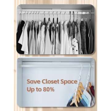 HOUSE DAY White Magic Space Saving Hangers, Premium Smart Hanger Hooks, Sturdy Cascading Hangers with 5 Holes for Heavy Clothes, Closet Organizers and Storage, College Dorm Room Essentials 10 Pack