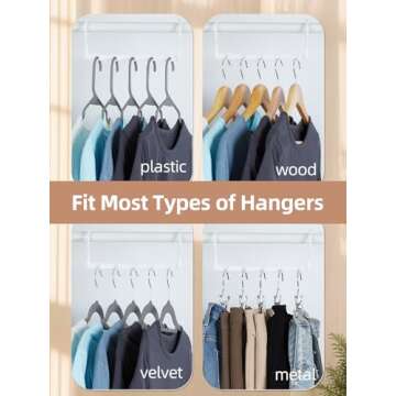 HOUSE DAY White Magic Space Saving Hangers, Premium Smart Hanger Hooks, Sturdy Cascading Hangers with 5 Holes for Heavy Clothes, Closet Organizers and Storage, College Dorm Room Essentials 10 Pack