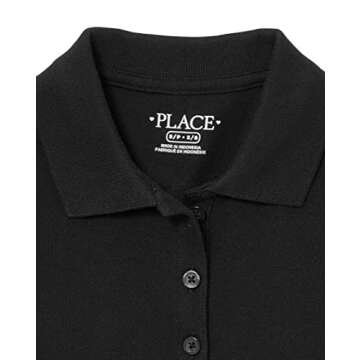 The Children's Place girls Long Sleeve Pique School Uniform Polo Shirt, Black Single, X-Small US