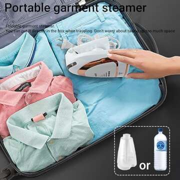 Clothes Steamer Handheld, 1600W Handheld Portable Garment Steamer Fabric Wrinkle Remover, 30s Fast Heat Up, 250ml Removable Water Tank for Home and Travel